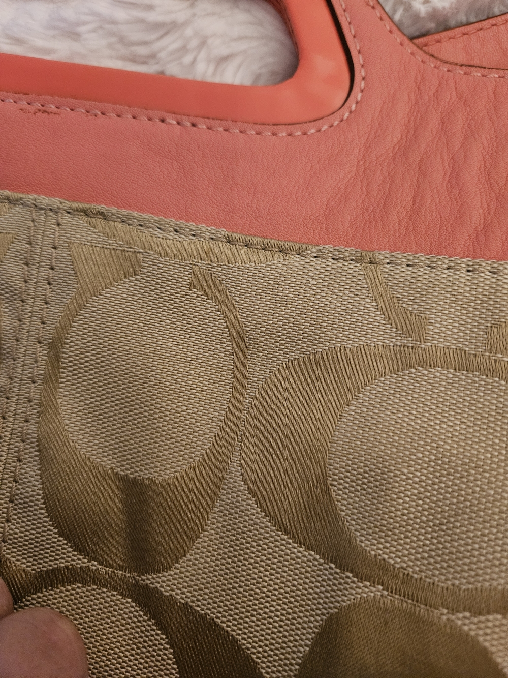 Y2K✨️Coach Bonnie Foldover Canvas Tote w/ Coral Trim - Picture 10 of 16